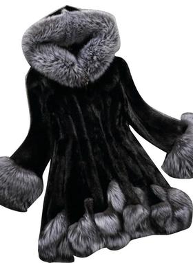 Plus Size Winter Coat Jacket Women Faux Fur Plush Long Sleev