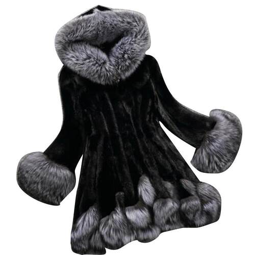 Plus Size Winter Coat Jacket Women Faux Fur Plush Long Sleev