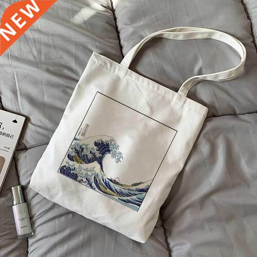 Japan wave print shopper bag casual large capacity canvas ba