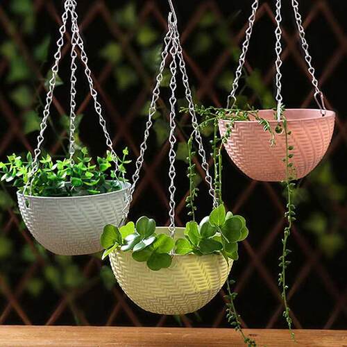 Balcony Chain Hanging Planters Flower Pot Basket Imitation R