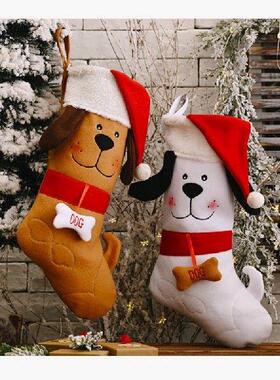 Cute Dog Christmas Stockings Xmas Gift Bag With Bone
