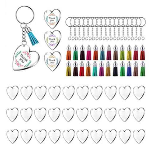 90Pcs Acrylic Discs Cle Het Keychain Blanks Chms and C