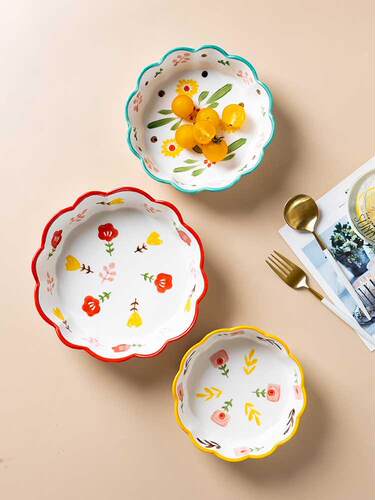 Lace Household Ceramic Fruit Salad Bowl Special