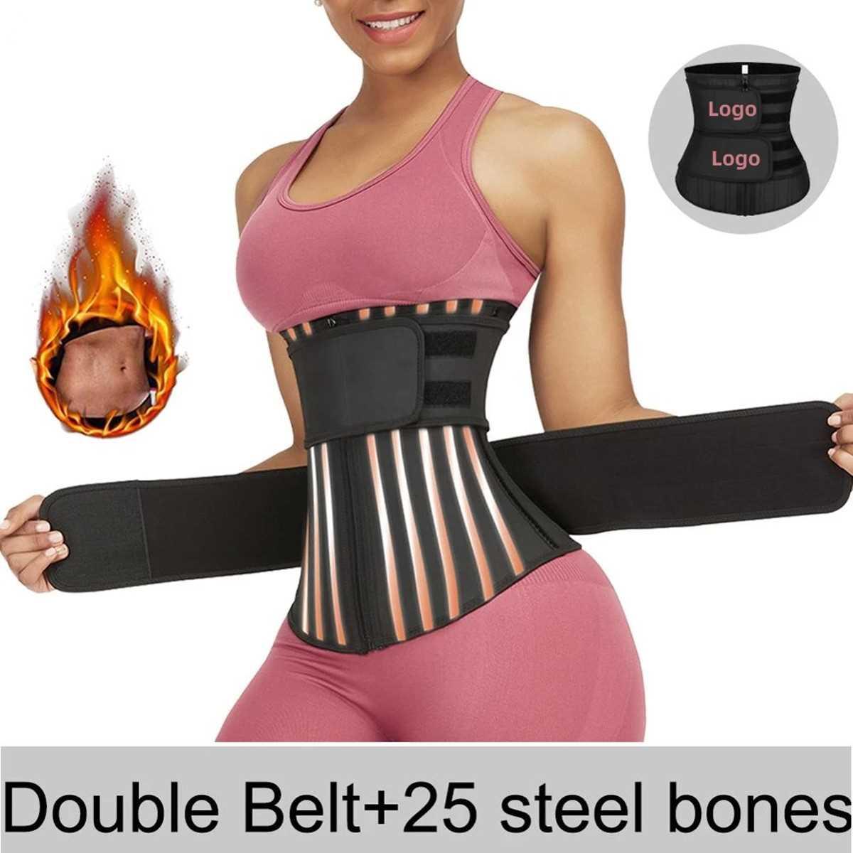 latexShaper Belly Slimming Double Belt 25 steel bones corset