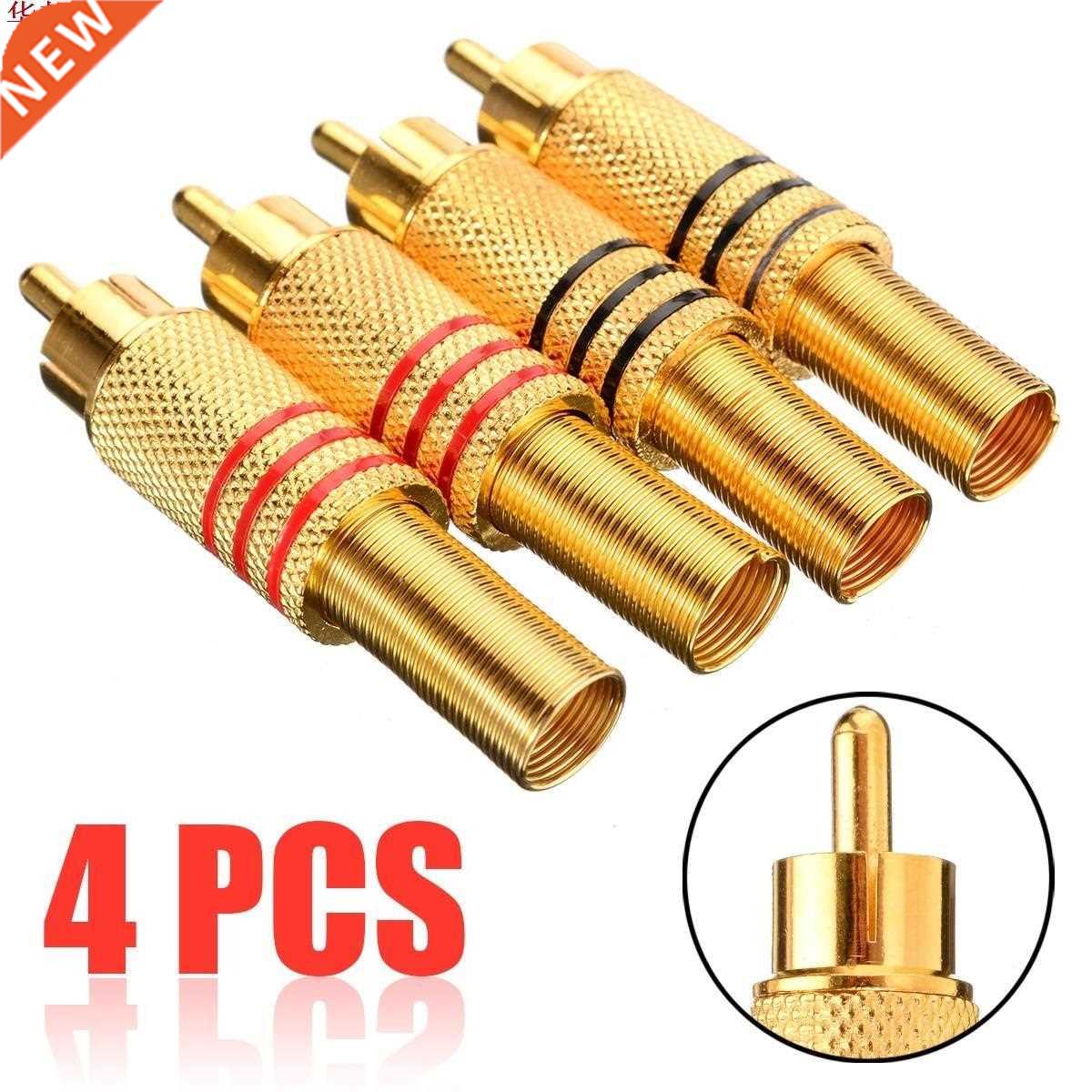 4Pcs/2Pair Gold Plated RCA Audio Connector RCA Phono Male Pl