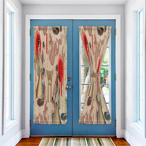 Japan Red Sun Geisha Woan Dragon Baboo Door Curtains