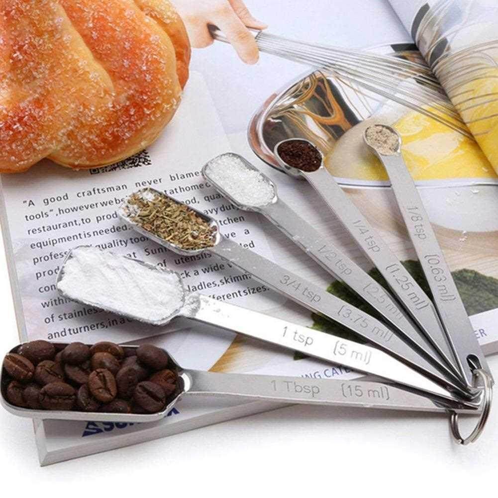1 Set Square Head Measuring Spoon Anti-rust Stainless Steel
