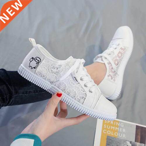 Sports Shoes Women Breathable Sneakers White Lace Shoes For