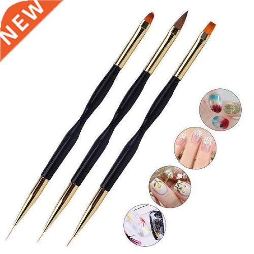 3Pcs Nail Art Pen Brush Acrylic Round Flat Painting Drawing
