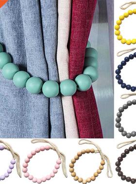 Fashion Bandage Wooden Curtain Holders Tieback Clips Beads