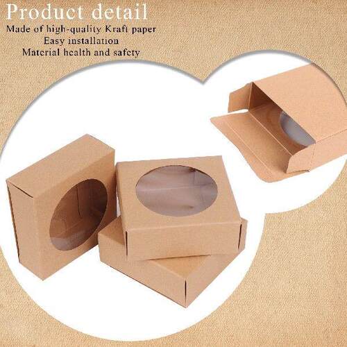 35 Pcs Kraft Paper Cookie Candy Box PVC Window for Wedding
