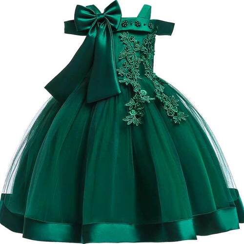 Embroidery Silk Princess Dress for Baby Girl Flower Elegant