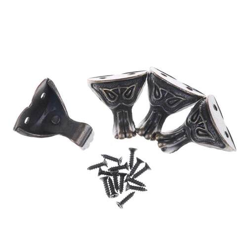 4Pcs Brass Leg Corner Protector Antique Jewelry Wood Box Fee