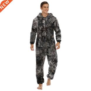 Autumn Winter Casual Flannel Onesies Hoodie Jumpsuit Pajama