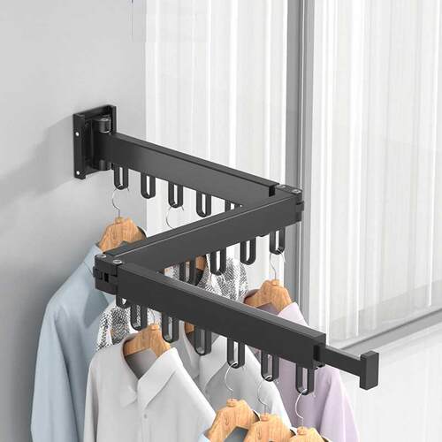 Retractable Aluminum Drying Rack Wall Mounted Folding