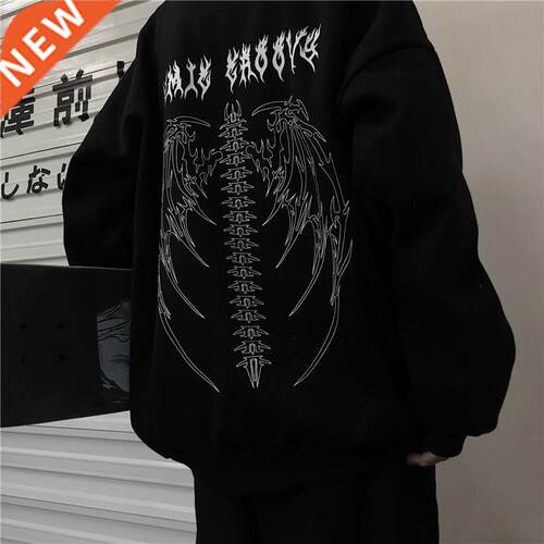 Spring Streetwear Black s Girls White Gothic Oversized Ho
