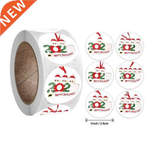 250/roll Christmas Stickers Durable Kraft Paper Round Label