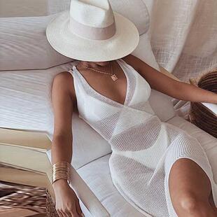Dress Bandage See Through Sexy Women plit Backless Plun Long