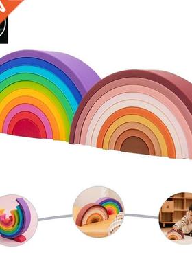 1Set Baby Rainbow Colors Silicone Stacking Toys Montessori