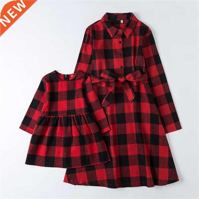 Plaid M Daughter Dresses Spring Family Matching Outfits