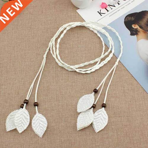 Sale 0.7cm Elastic Woven Rope Waist Vintage Belts Women Leav