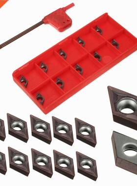 10Pcs DCMT0702 EM YBC205 Carbide Inserts + Wrench for Lathe