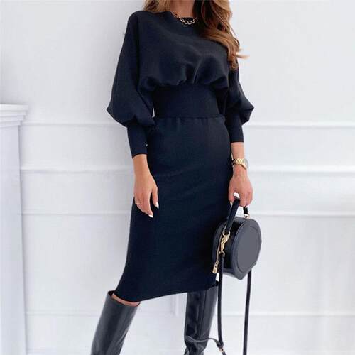 Fashion O-neck Long Sleeve Pencil Dress Women 2020 Autumn Wi