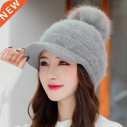 HT85 Women Autumn Winter Hat 2021 New Fashion Rabbit Fur H
