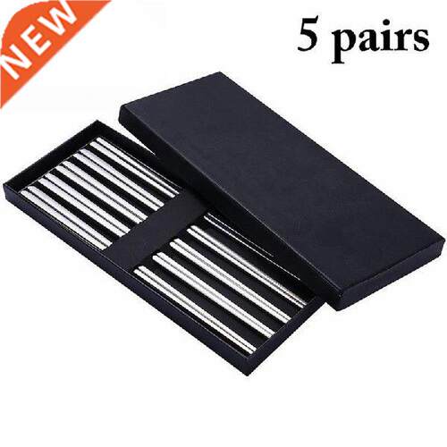 5 Pairs Stainless Steel Square Chopsticks Chinese Stylish