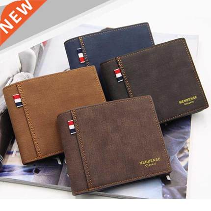 Men's Wallet Money Bag Solid Color Leather Business Short Wa