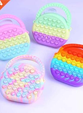 Christmas Fidget Toys Push Bubbles Toy Rainbow Unicorn Coin