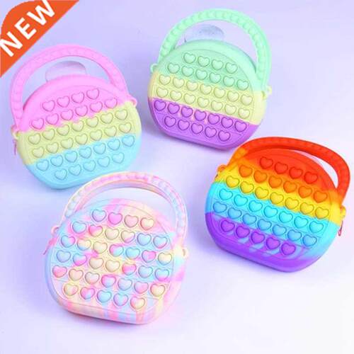 Christmas Fidget Toys Push Bubbles Toy Rainbow Unicorn Coin