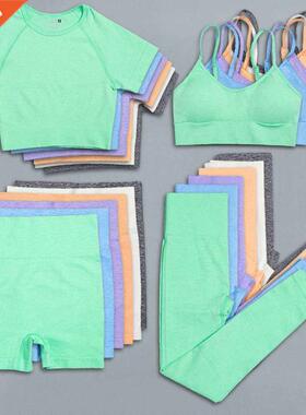 Seamless Fitness Shorts Set Women's Tracksuit Summer Shorts