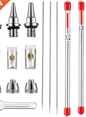 10 Pieces Airbrush Nozzle Needle Nozzle Cap Kit with Wrench