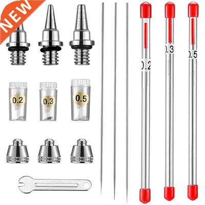 10 Pieces Airbrush Nozzle Needle Nozzle Cap Kit with Wrench