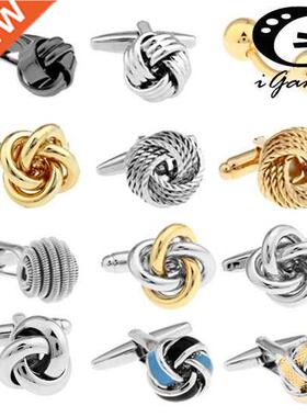 Free shipping Black Cufflinks for men fashion knot design to