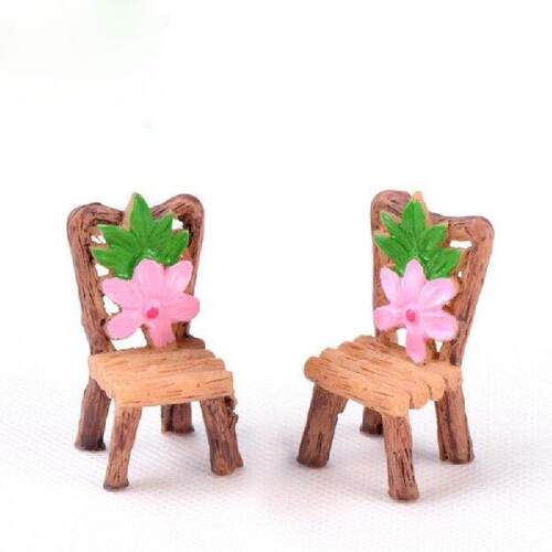 Micro Landscape A Set Floral Decorated Table and Chairs
