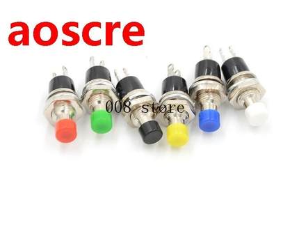 10Pcs 7mm Thread Multicolor 2 Pins Momentary Push Button Swi