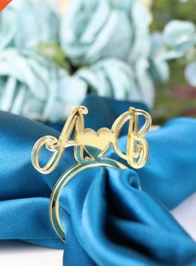 Custom heart with Initials Napkin Ring,Personalized Wedding