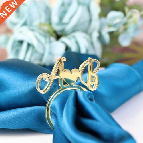 Custom heart with Initials Napkin Ring,Personalized Wedding