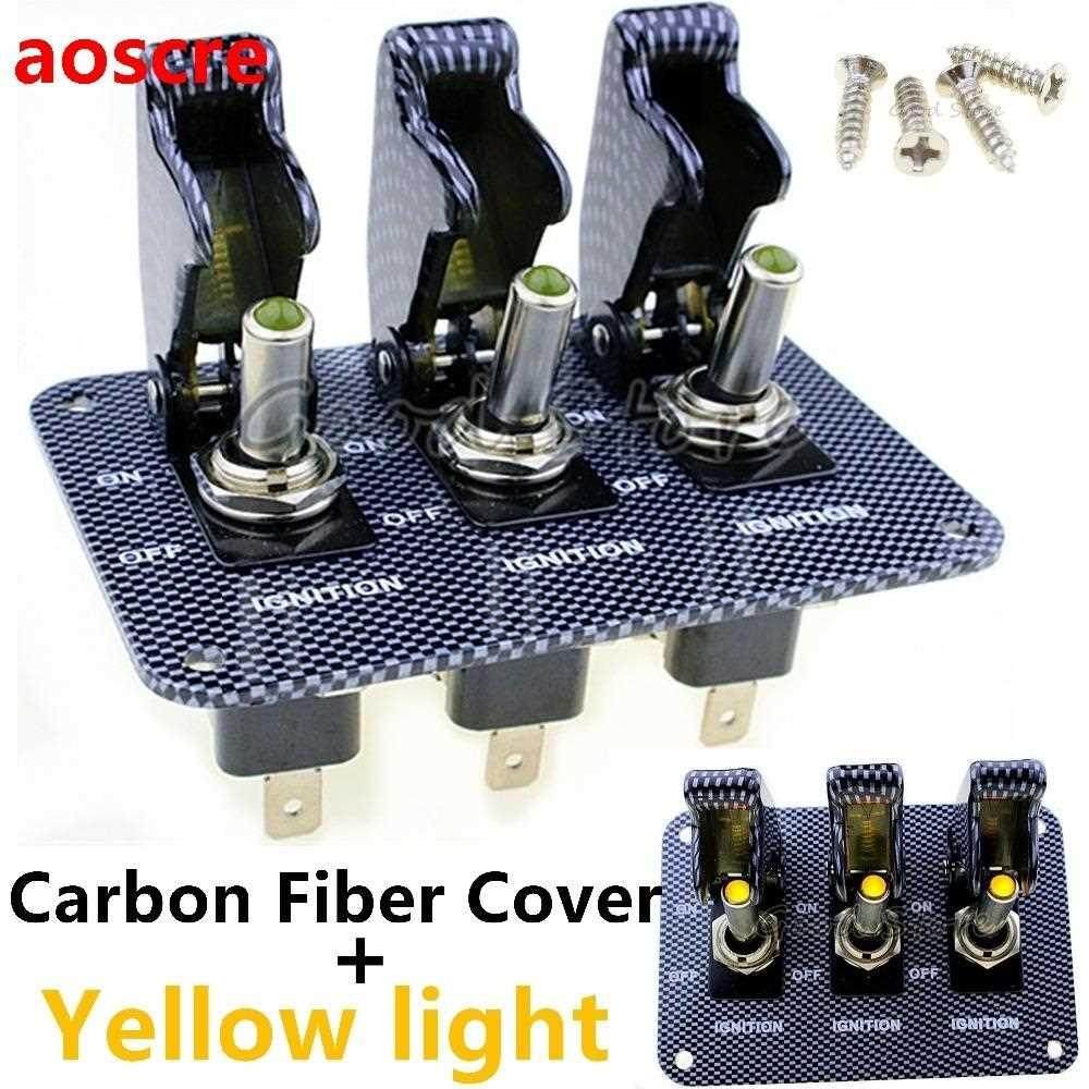 1PCS 3X12V Carbon cap Yellow light LED Safety Cover Aircraft