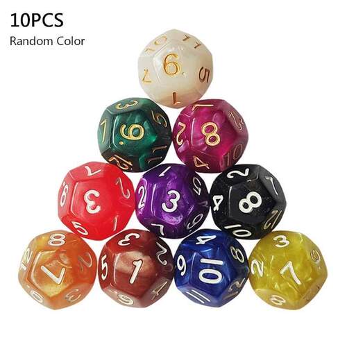 10Pcs Wood Dice 12 Sided Dice 18mm Digital Number Cubes Roun