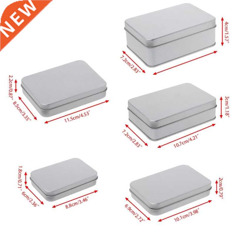 Small Metal Tin Silver Storage Box Case Organizer For Money