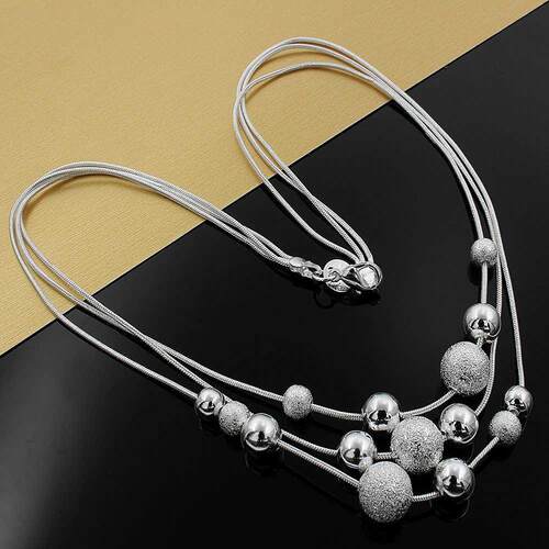 Fine jewelry charm silver color bead necklace classic high-q