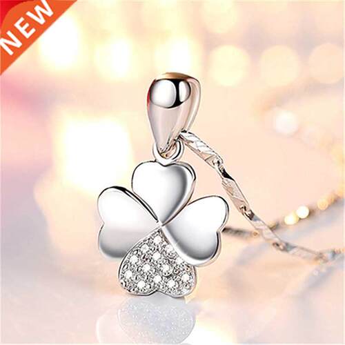 Romantic Zircon Clover Necklace Female Jewelry ndy Silver 92