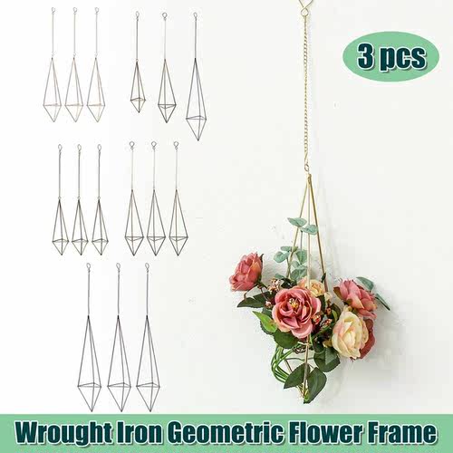 3pcs S/M/L Iron Geometric Triangle Hanging Air Plant Holder