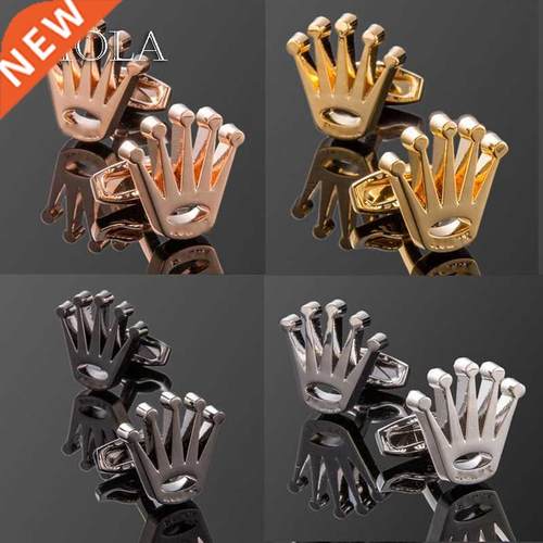 New Hot Luxury 4 Colors Stainless Steel Crown Cufflinks Qual