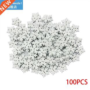 100pcs 18mm Wood Christmas Snowflake Buttons Craft White
