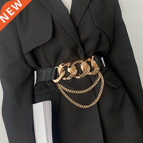 Luxury Brand Gold Chan Belt Elastc Slver Metal Wast Belt