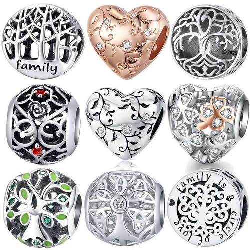 BISAER 925 Sterling Silver e Of Life Charm Clear Green CZ Be